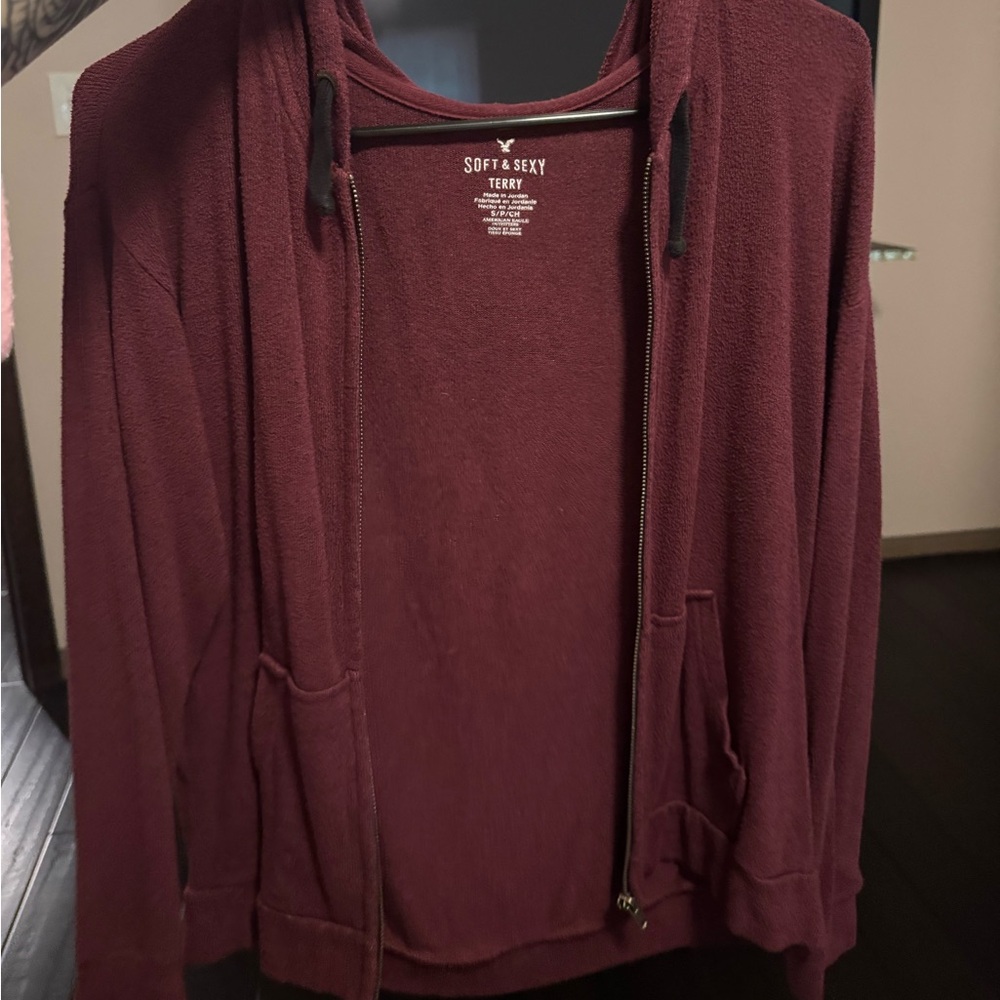 American Eagle Soft & Sexy Hoodie in Deep Red